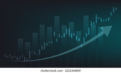 finance and business background. bar chart and candlestick chart show stock market trading price