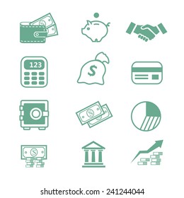 Finance business bank set  Icons- Vector illustration
