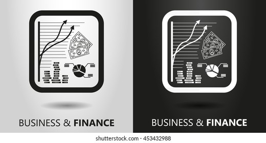 for finance and business black and white  vector icons