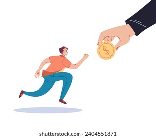 Finance business chase for money race concept. Vector flat graphic design illustration