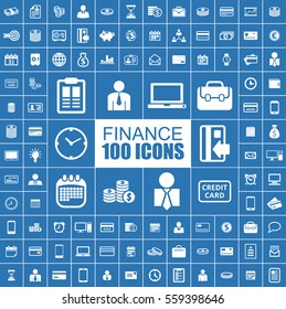 Finance, Business, Commerce and Management Vector Flat Icons.
