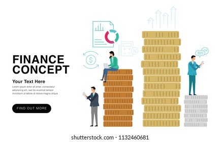 Finance, Business Concept 2018 - New Trends And Modern Minimalism Style With Colour Transition. Can Use For Web, Landing Page, Infographics, Editorial, Commercial Use And Others. Vector.