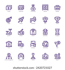 Finance and Business icon pack for your website, mobile, presentation, and logo design. Finance and Business icon basic line gradient design. Vector graphics illustration and editable stroke.