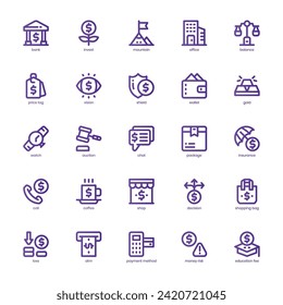 Finance and Business icon pack for your website, mobile, presentation, and logo design. Finance and Business icon basic line gradient design. Vector graphics illustration and editable stroke.