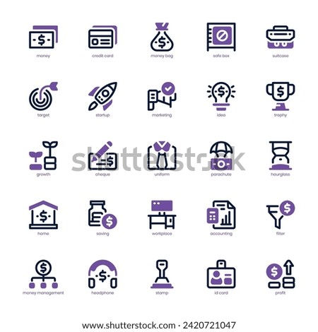 Finance and Business icon pack for your website, mobile, presentation, and logo design. Finance and Business icon dual tone design. Vector graphics illustration and editable stroke.