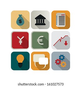 Finance or business icon set for the apps