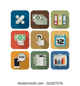 Finance or business icon set for the apps