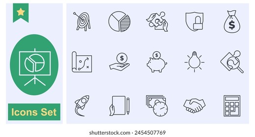 Finance and business icon set symbol collection, logo isolated vector illustration