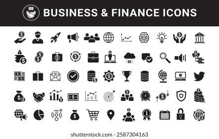 Finance and business  icons collection. Big UI icon set in a flat design. Thin outline icons pack. Vector illustration EPS10 , Finance and business icon .