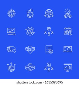 finance and business icons, linear vector set