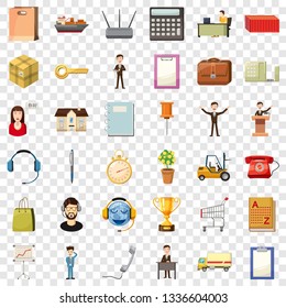 Finance business icons set. Cartoon style of 36 finance business vector icons for web for any design
