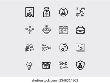 Finance and business line icons collection Big UI icon set in a flat design. 