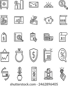 Finance and business line icons collection. Big UI icon set in a flat design. Thin outline icons pack. Vector illustration EPS10