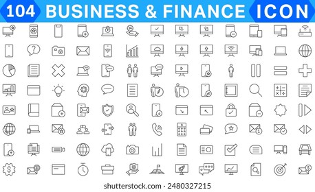 Finance and business line icons collection. Big UI icon set in a flat design. Thin outline icons pack. Vector illustration