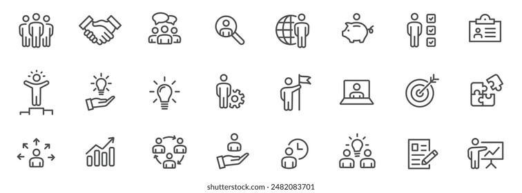 Finance and business line icons collection. Big UI icon set in a flat design. Thin outline icons pack. Vector illustration EPS10
