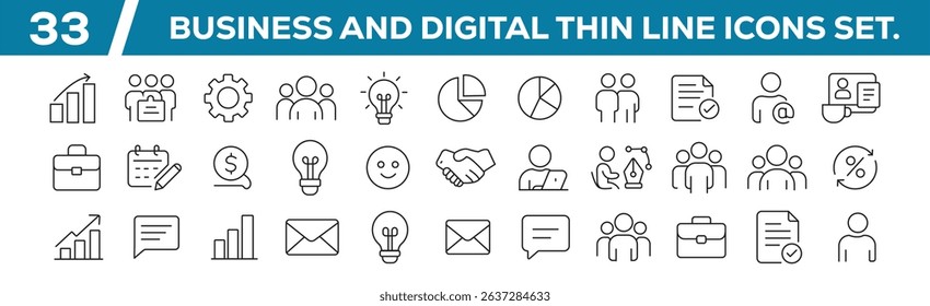 Finance and business line icons collection. Data analysis line icons set. Big UI icon set in a flat design. Thin outline icons pack. Vector illustration EPS10