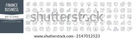 Finance and business line icons collection. Big UI icon set in a flat design. Thin outline icons pack. Vector illustration EPS10 Foto stock © 