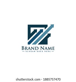 Finance Business Logo - Vector Template of Finance Logo With Growing Arrows