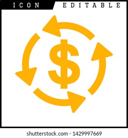 finance, business, money, dollar icon isolated sign symbol vector illustration - vector