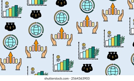 Finance and business pattern background. Finance and business illustration pattern. Finance and business background. Perfect for fabrics, print, textile, wallpaper, and decor. SSTKbackgrounds 