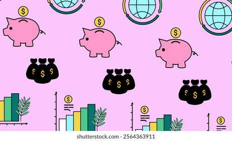 Finance and business pattern background. Finance and business illustration pattern. Finance and business background. Perfect for fabrics, print, textile, wallpaper, and decor. SSTKbackgrounds 
