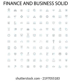 finance and business solid icons, signs, outline symbols, concept linear illustration line collection