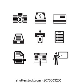 finance business vector flat icon collection pack design illustration