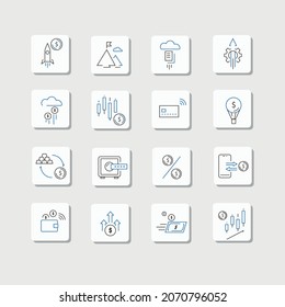 iconos de tecnología de intercambio de valores de transacciones inalámbricas conjunto de iconos de vectores financieros y empresariales