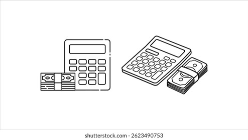 Finance And Calculation Silhouette Vector Illustration Set