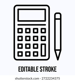 Calculadora Financeira Contabilidade Vetor Isolado Estilo Linear Ícone Curso Editável