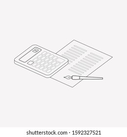 Finance calculator icon line element. Vector illustration of finance calculator icon line isolated on clean background for your web mobile app logo design.