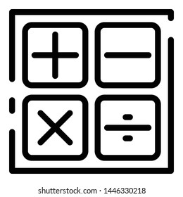 Finance calculator icon. Outline finance calculator vector icon for web design isolated on white background