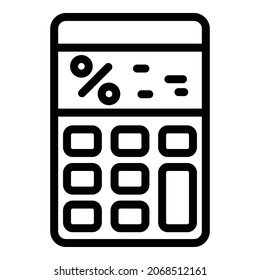 Icono de calculadora de finanzas. Icono de vector de calculadora de finanzas de esquema para diseño web aislado en fondo blanco
