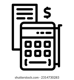 Finance calculator icon outline vector. Money freedom. Work free