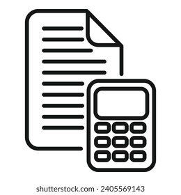 Finance calculator icon outline vector. Budget contract. Record keeping
