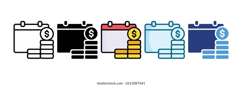 Finance Calendar Icon Set Multiple Style Collection