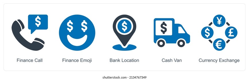 Finance Call And Bank Location Icon Concept