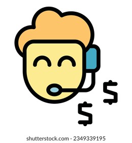 Finance call center icon outline vector. Bank payment. Digital pay color flat