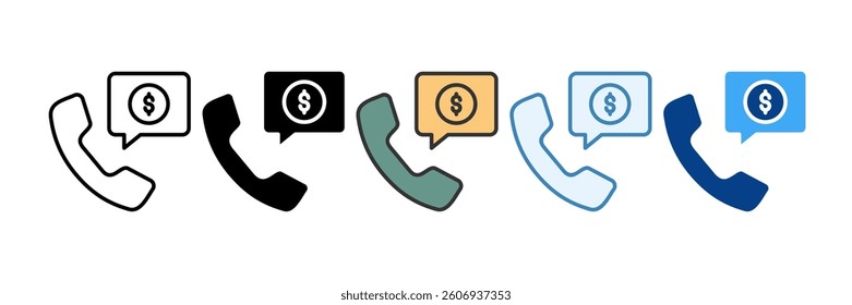 Finance Call Icon Set Multiple Style Collection
