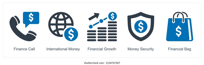 Finance Call And International Money Icon Concept