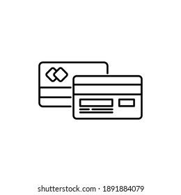 finance card stoke outline icon for payment transaction process vector illustration