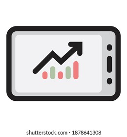 Finanz-Chart-Pfeil-SozialMobile-Flachicon einzeln auf weißem Hintergrund