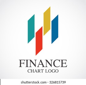 Finance chart bar abstract vector and logo design or template rectangle ribbon business icon of company identity symbol concept