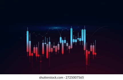 Gráfico financeiro exibindo flutuação do índice de ações, ação de preços e sinais comerciais. com Gráfico financeiro com alterações no preço das ações, dados do índice e conceito de análise de lucro