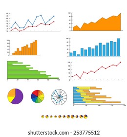 finance chart graphics diagram set vector illustration