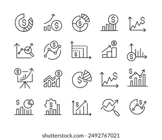 Finance and Chart Icons - Vector Line. Editable Stroke.