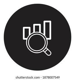 Icono plano de búsqueda de calificación de gráfico de finanzas aislado en fondo blanco