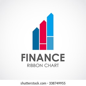 Finance chart of ribbon abstract vector and logo design or template growing financial business icon of company identity symbol concept