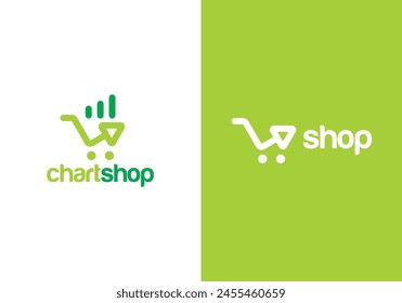 finance chart with shopping cart logo. online shop symbol icon design