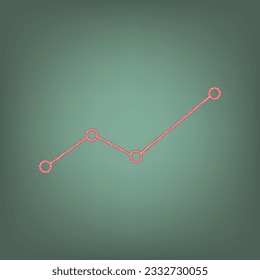 Finance And Chart sign. Apricot Icon with Brick Red parquet floor graphic pattern on a Ebony background. Feldgrau. Green. Illustration.